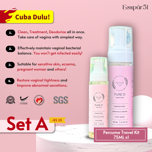 Set A - 200ML x1 + Percuma Travel Kit (75ML) x1