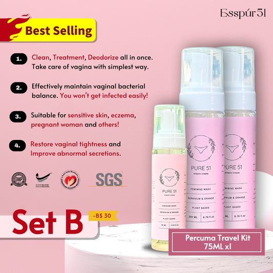 Set B - 200ML x2 + Percuma Travel Kit (75ML) x1