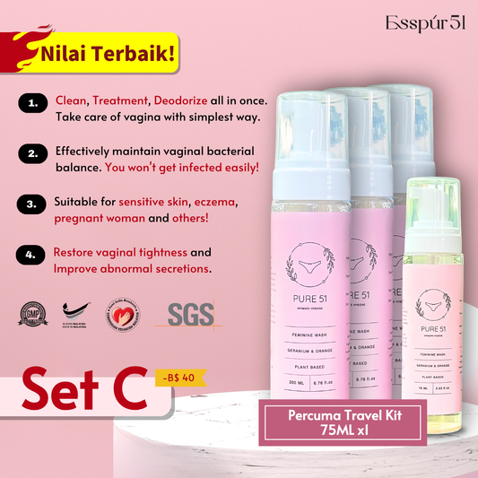 Set C - 200ML x3 + Percuma Travel Kit (75ML) x1